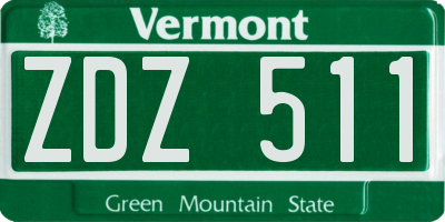 VT license plate ZDZ511
