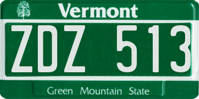 VT license plate ZDZ513