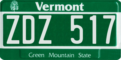 VT license plate ZDZ517
