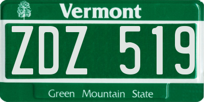 VT license plate ZDZ519
