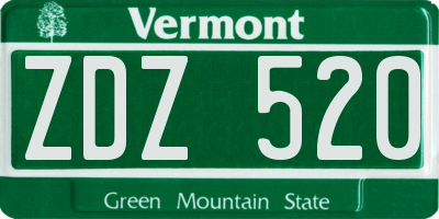 VT license plate ZDZ520