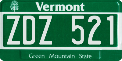 VT license plate ZDZ521