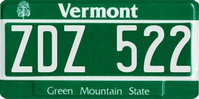 VT license plate ZDZ522