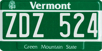 VT license plate ZDZ524