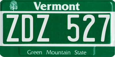 VT license plate ZDZ527
