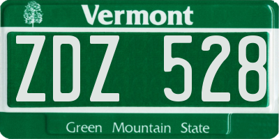 VT license plate ZDZ528