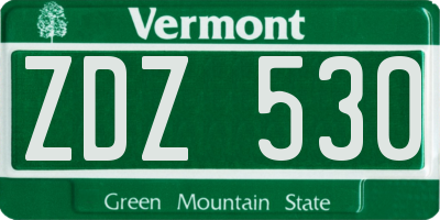VT license plate ZDZ530