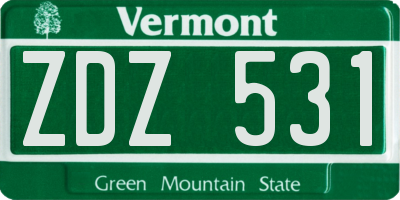 VT license plate ZDZ531