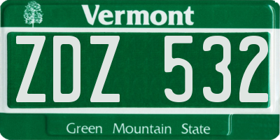VT license plate ZDZ532