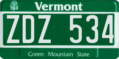 VT license plate ZDZ534