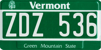 VT license plate ZDZ536