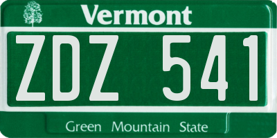 VT license plate ZDZ541