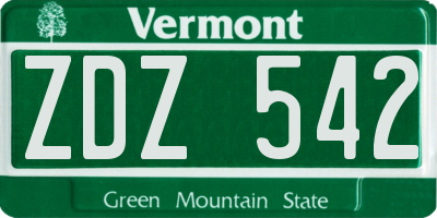 VT license plate ZDZ542