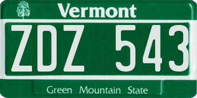 VT license plate ZDZ543