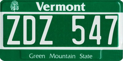 VT license plate ZDZ547