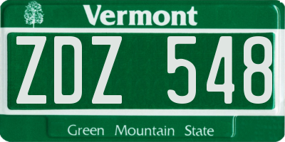 VT license plate ZDZ548