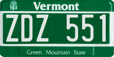 VT license plate ZDZ551