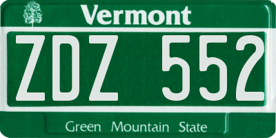 VT license plate ZDZ552