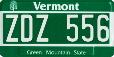 VT license plate ZDZ556