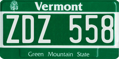 VT license plate ZDZ558