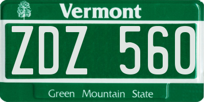 VT license plate ZDZ560