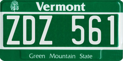 VT license plate ZDZ561
