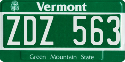 VT license plate ZDZ563