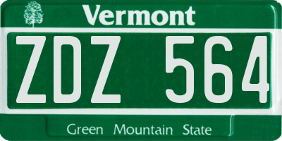 VT license plate ZDZ564