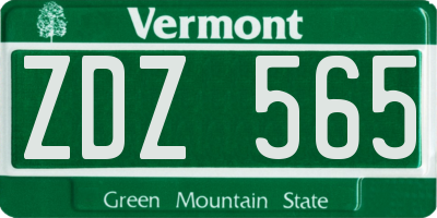 VT license plate ZDZ565