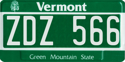 VT license plate ZDZ566