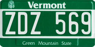 VT license plate ZDZ569