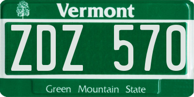 VT license plate ZDZ570