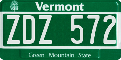 VT license plate ZDZ572
