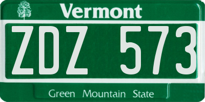 VT license plate ZDZ573