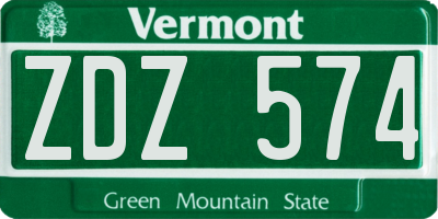 VT license plate ZDZ574