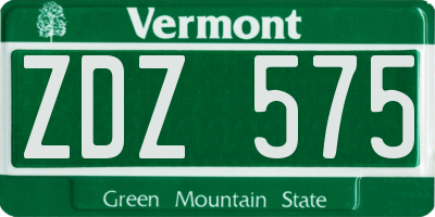 VT license plate ZDZ575