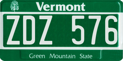 VT license plate ZDZ576