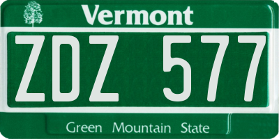 VT license plate ZDZ577