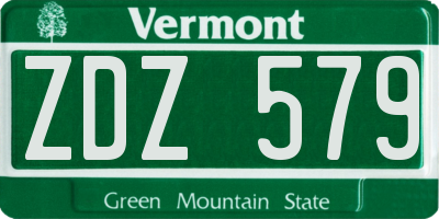 VT license plate ZDZ579