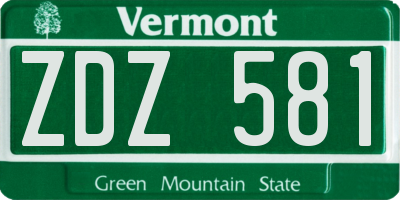 VT license plate ZDZ581