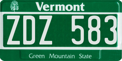VT license plate ZDZ583