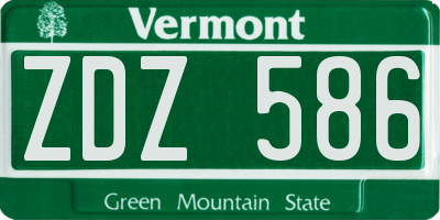 VT license plate ZDZ586