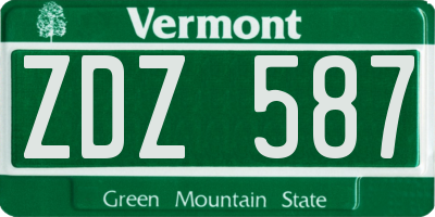 VT license plate ZDZ587