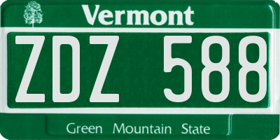 VT license plate ZDZ588
