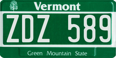 VT license plate ZDZ589