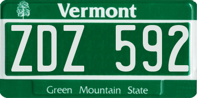 VT license plate ZDZ592