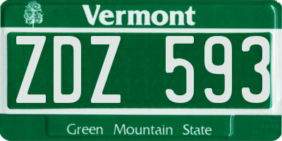 VT license plate ZDZ593