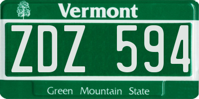 VT license plate ZDZ594