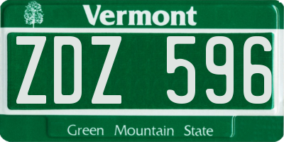 VT license plate ZDZ596
