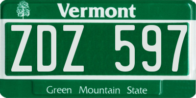 VT license plate ZDZ597